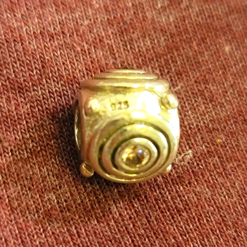 925 Sterling Silver Charm. Pink Stones fits Pandora Type Bracelets. Threaded
